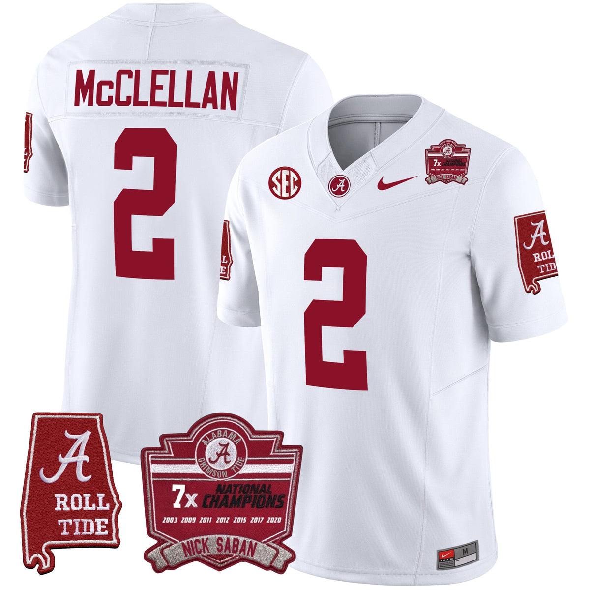 Men's Alabama Crimson Tide Nick Saban 7x Champions Patch Vapor Jersey - All Stitched - image 35