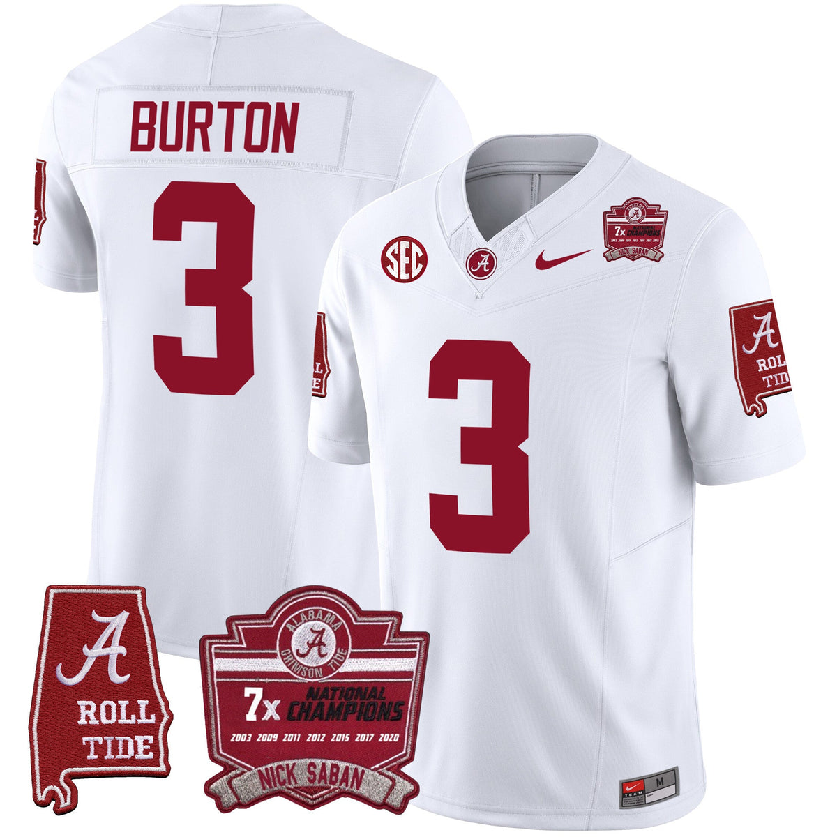 Men's Alabama Crimson Tide Nick Saban 7x Champions Patch Vapor Jersey - All Stitched - image 36