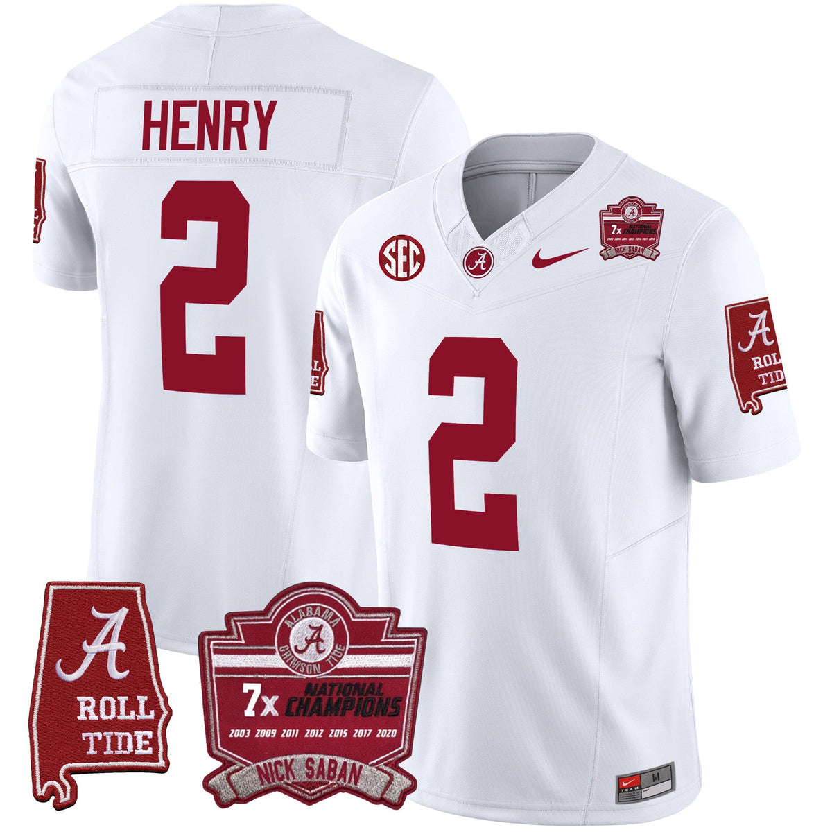 Men's Alabama Crimson Tide Nick Saban 7x Champions Patch Vapor Jersey - All Stitched - image 37