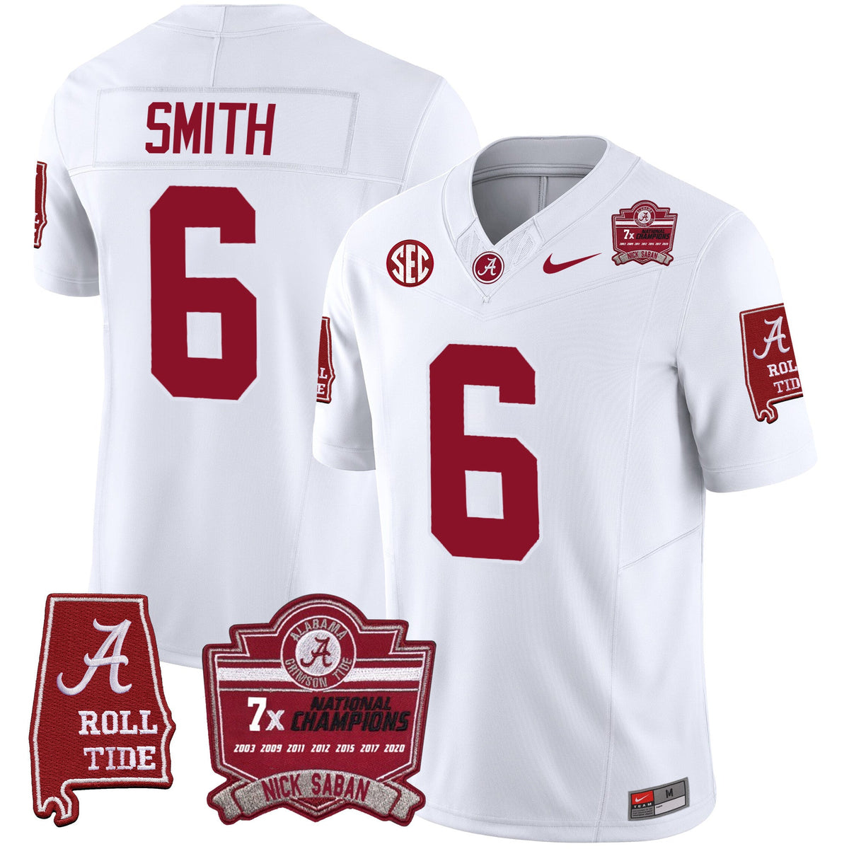 Men's Alabama Crimson Tide Nick Saban 7x Champions Patch Vapor Jersey - All Stitched - image 38