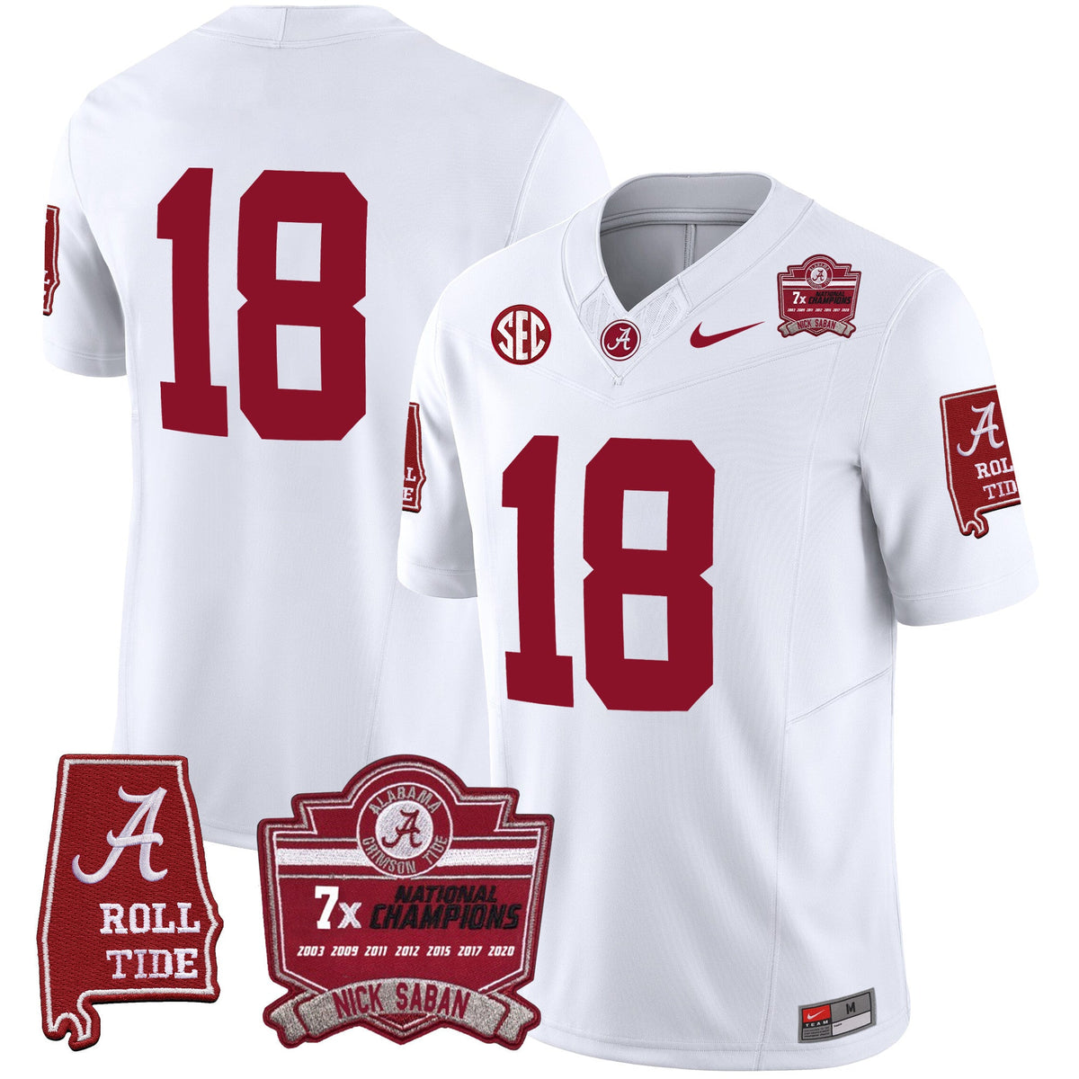 Men's Alabama Crimson Tide Nick Saban 7x Champions Patch Vapor Jersey - All Stitched - image 39