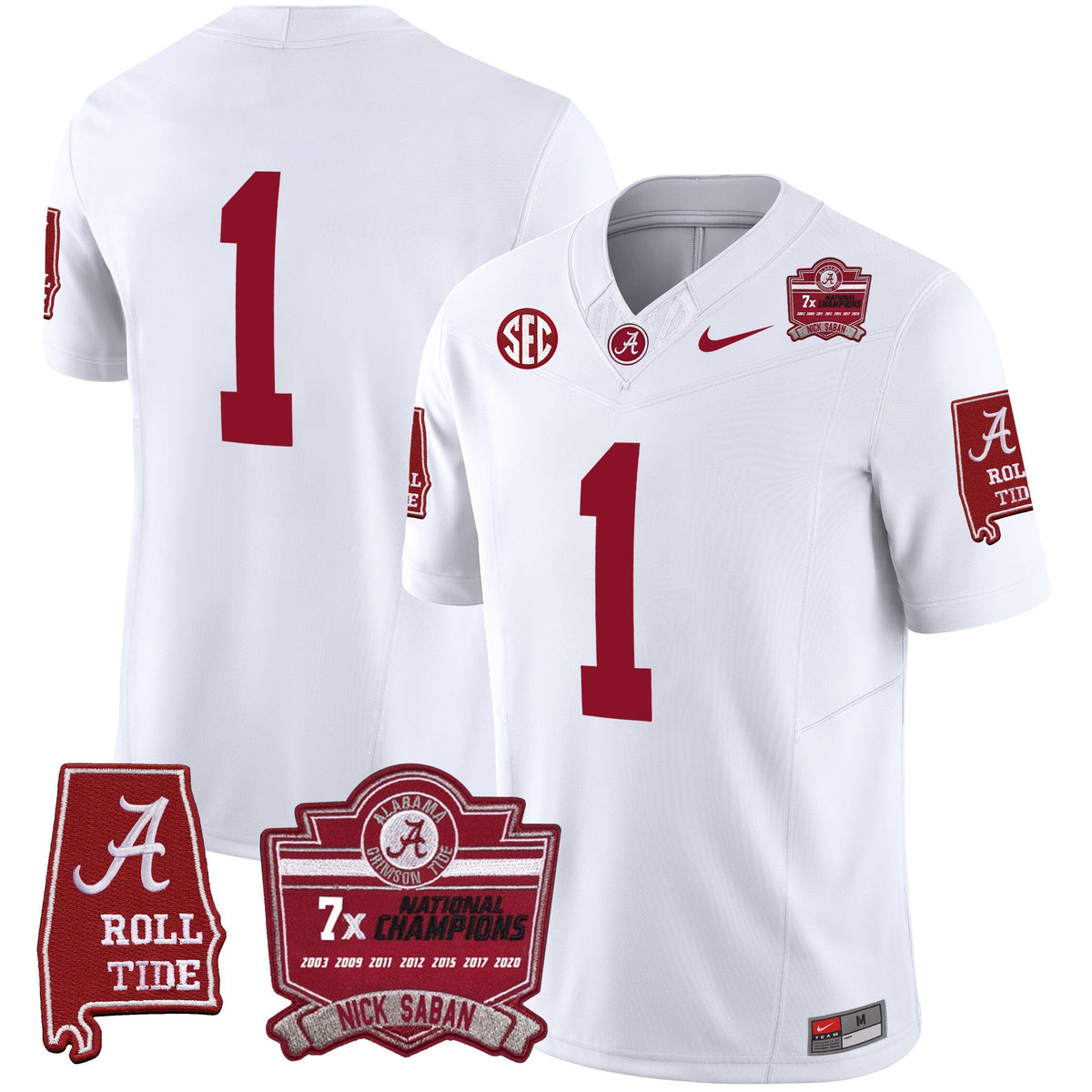 Men's Alabama Crimson Tide Nick Saban 7x Champions Patch Vapor Jersey - All Stitched - image 40