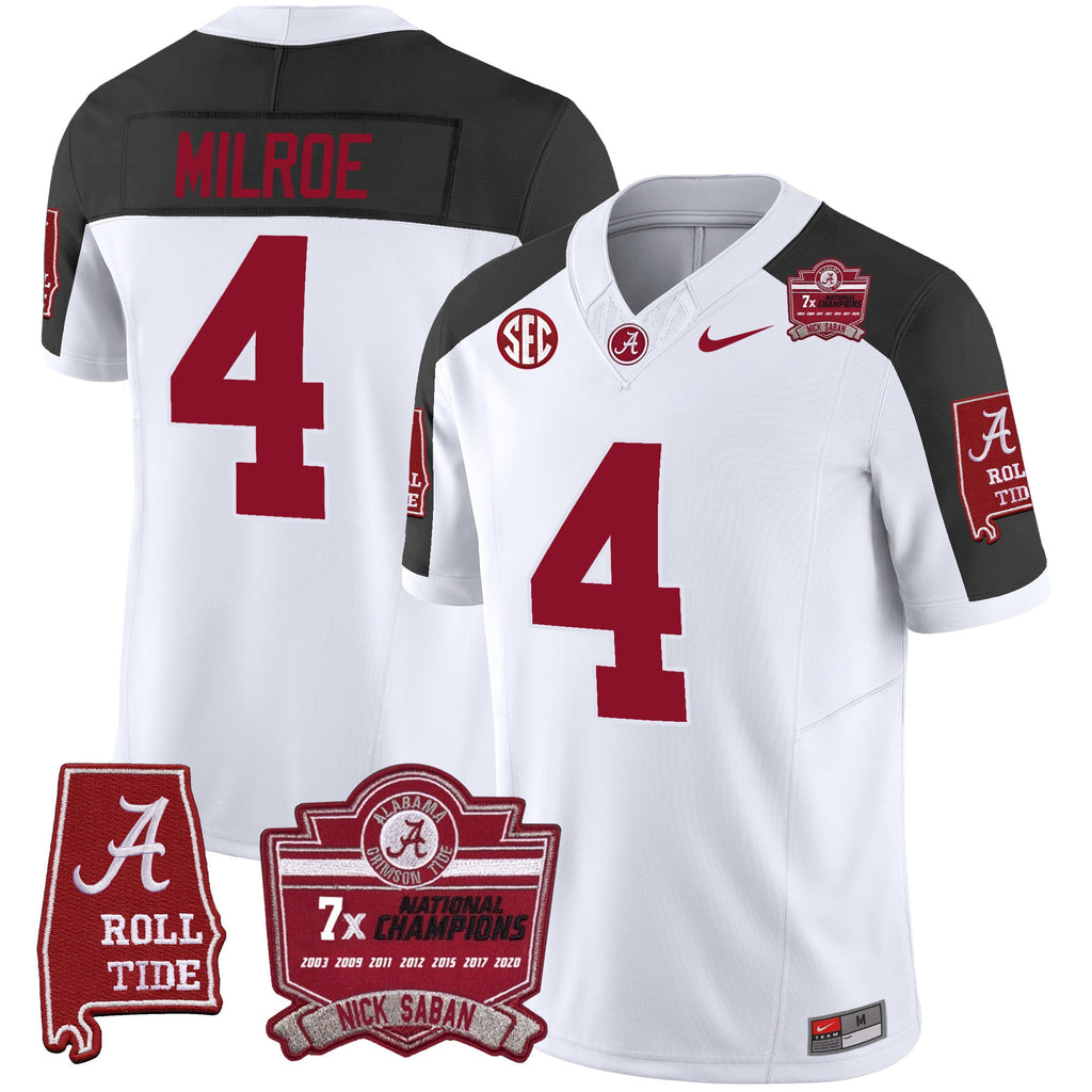 Men's Alabama Crimson Tide Nick Saban 7x Champions Patch Vapor Jersey - All Stitched - image 42