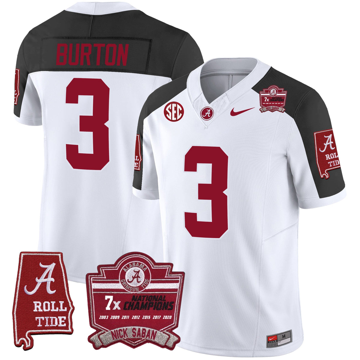 Men's Alabama Crimson Tide Nick Saban 7x Champions Patch Vapor Jersey - All Stitched - image 44