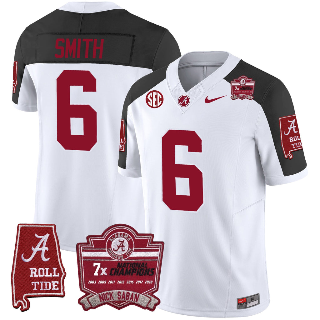 Men's Alabama Crimson Tide Nick Saban 7x Champions Patch Vapor Jersey - All Stitched - image 46