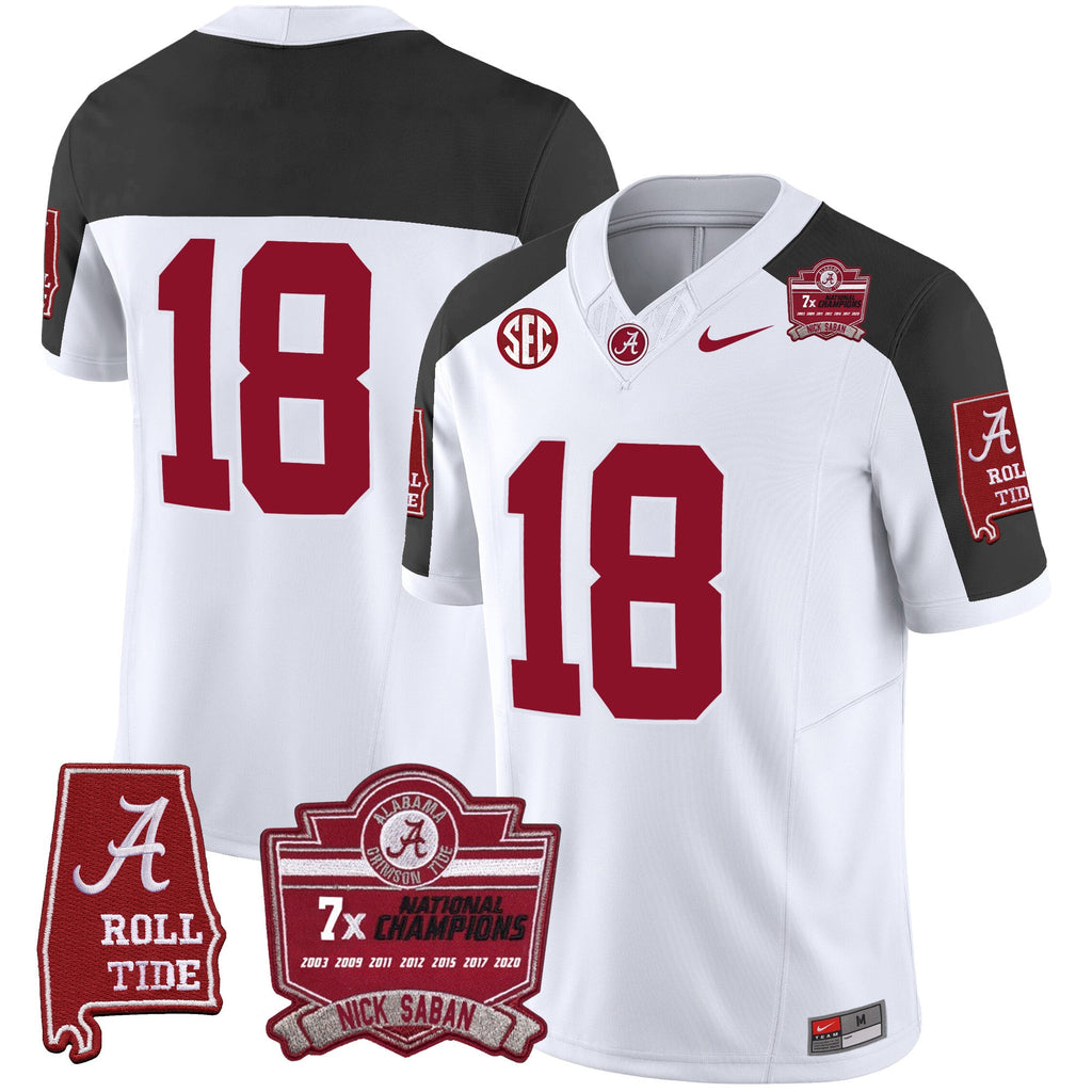 Men's Alabama Crimson Tide Nick Saban 7x Champions Patch Vapor Jersey - All Stitched - image 47