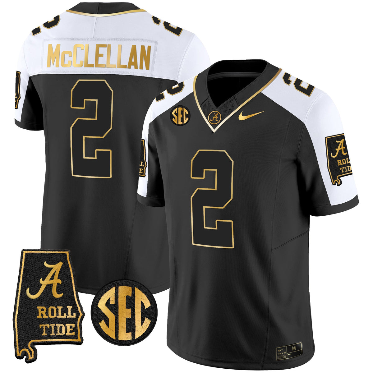 Men's Alabama Crimson Tide Vapor Gold Jersey V3 - Alabama Map - All Stitched - image 3