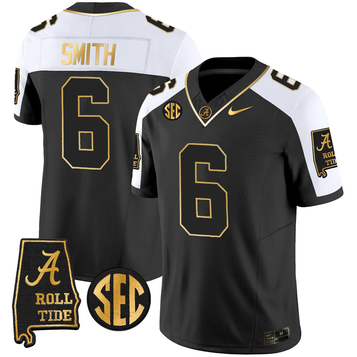 Men's Alabama Crimson Tide Vapor Gold Jersey V3 - Alabama Map - All Stitched - image 6