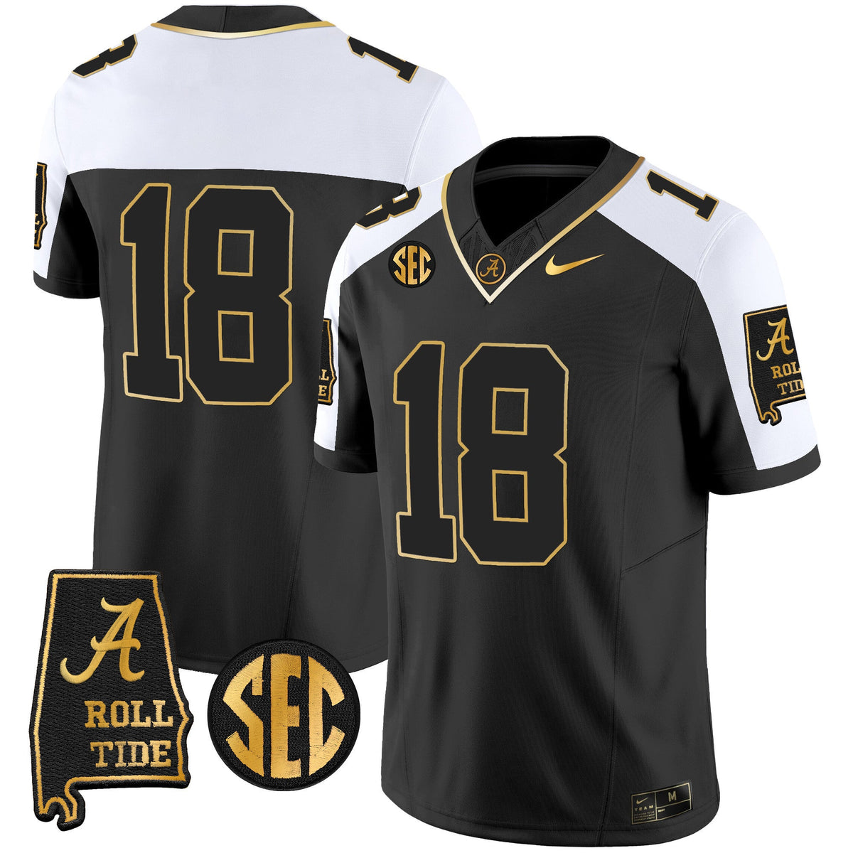 Men's Alabama Crimson Tide Vapor Gold Jersey V3 - Alabama Map - All Stitched - image 7