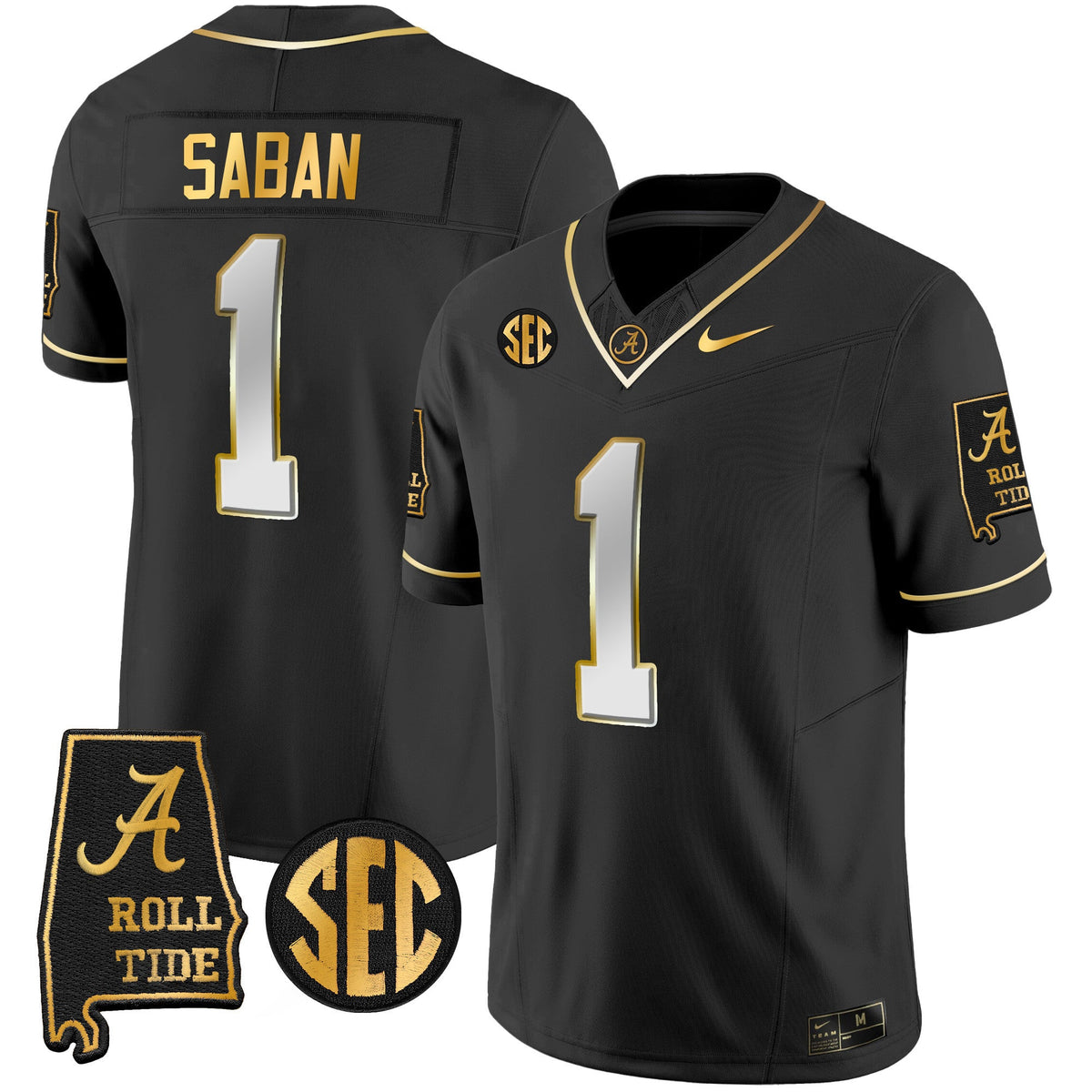 Men's Alabama Crimson Tide Vapor Gold Jersey V3 - Alabama Map - All Stitched - image 9