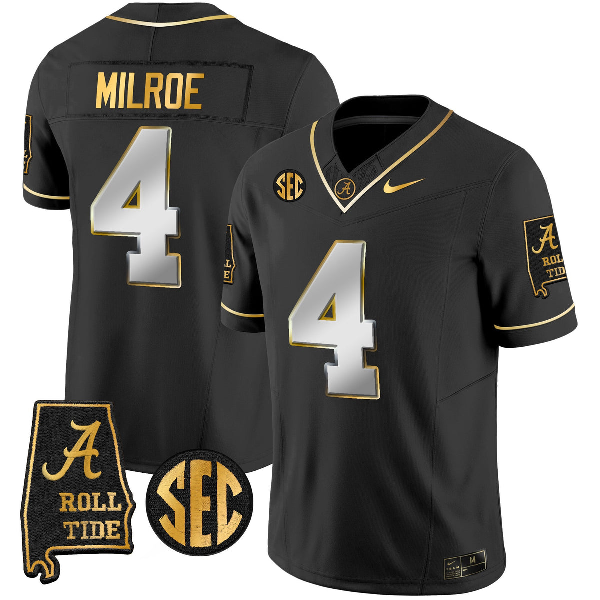 Men's Alabama Crimson Tide Vapor Gold Jersey V3 - Alabama Map - All Stitched - image 10