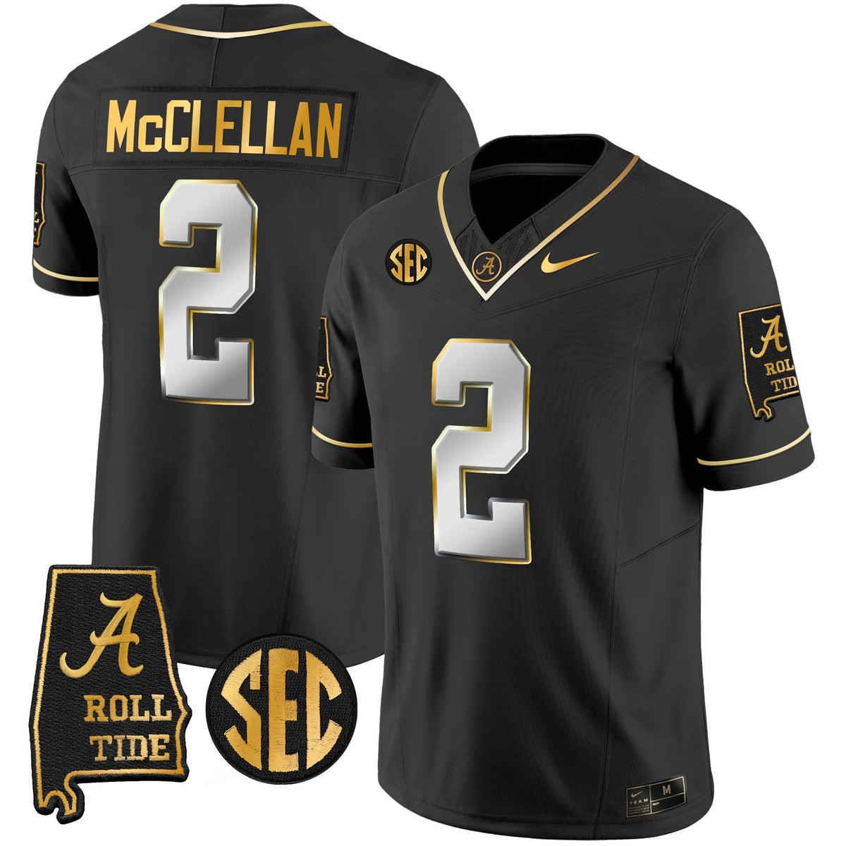 Men's Alabama Crimson Tide Vapor Gold Jersey V3 - Alabama Map - All Stitched - image 11