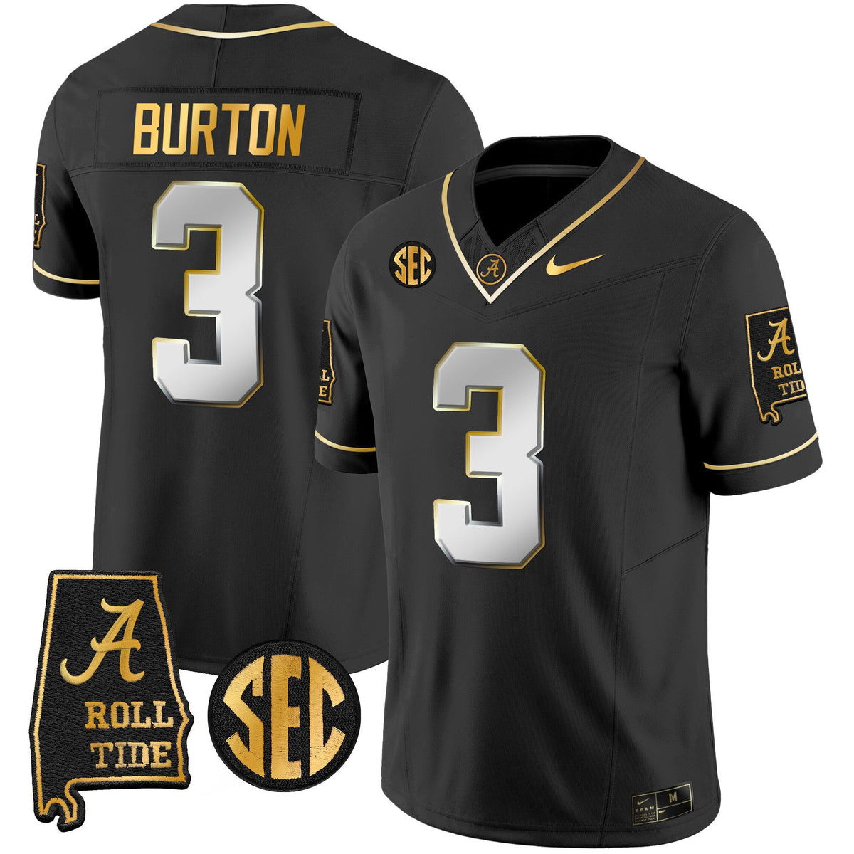 Men's Alabama Crimson Tide Vapor Gold Jersey V3 - Alabama Map - All Stitched - image 12