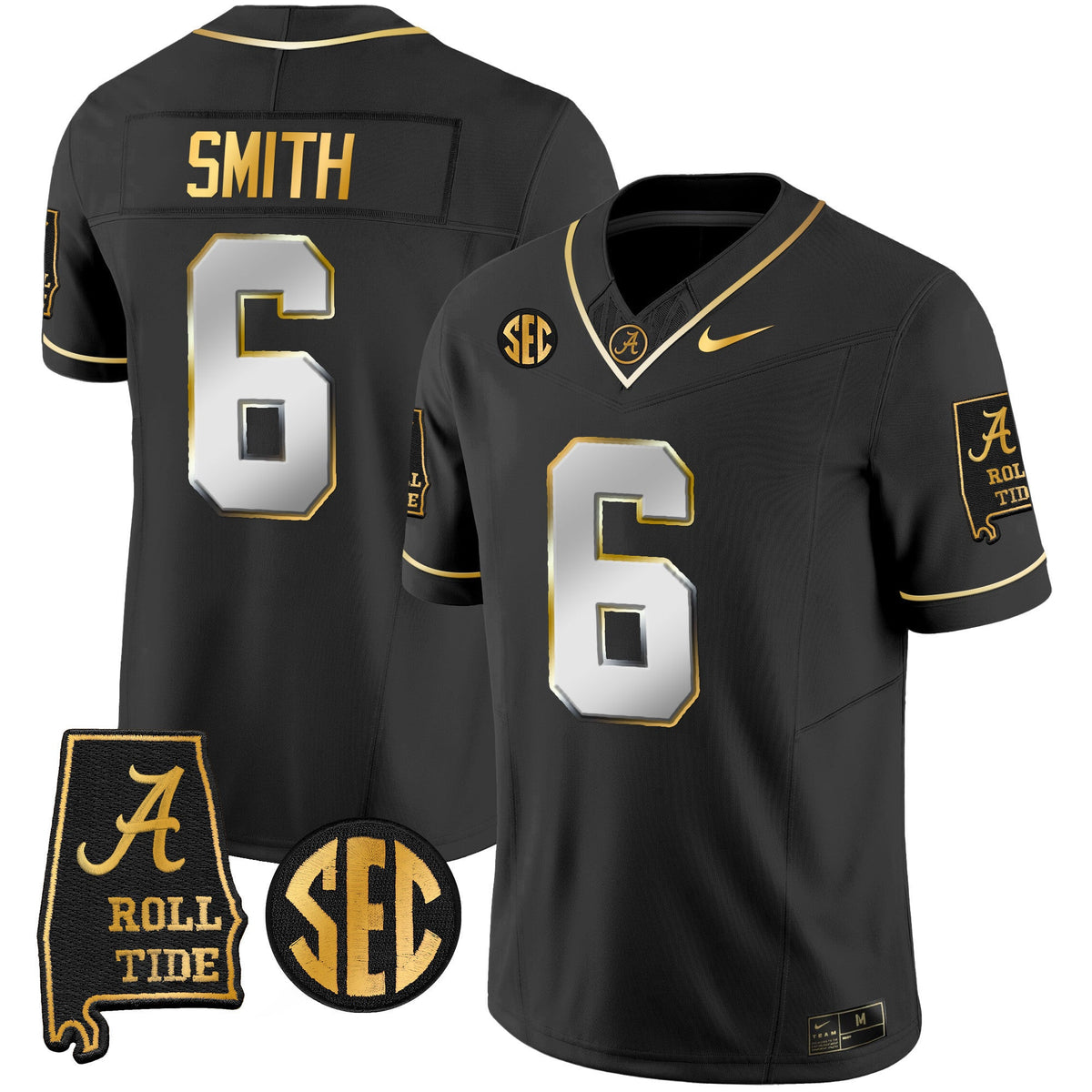 Men's Alabama Crimson Tide Vapor Gold Jersey V3 - Alabama Map - All Stitched - image 14