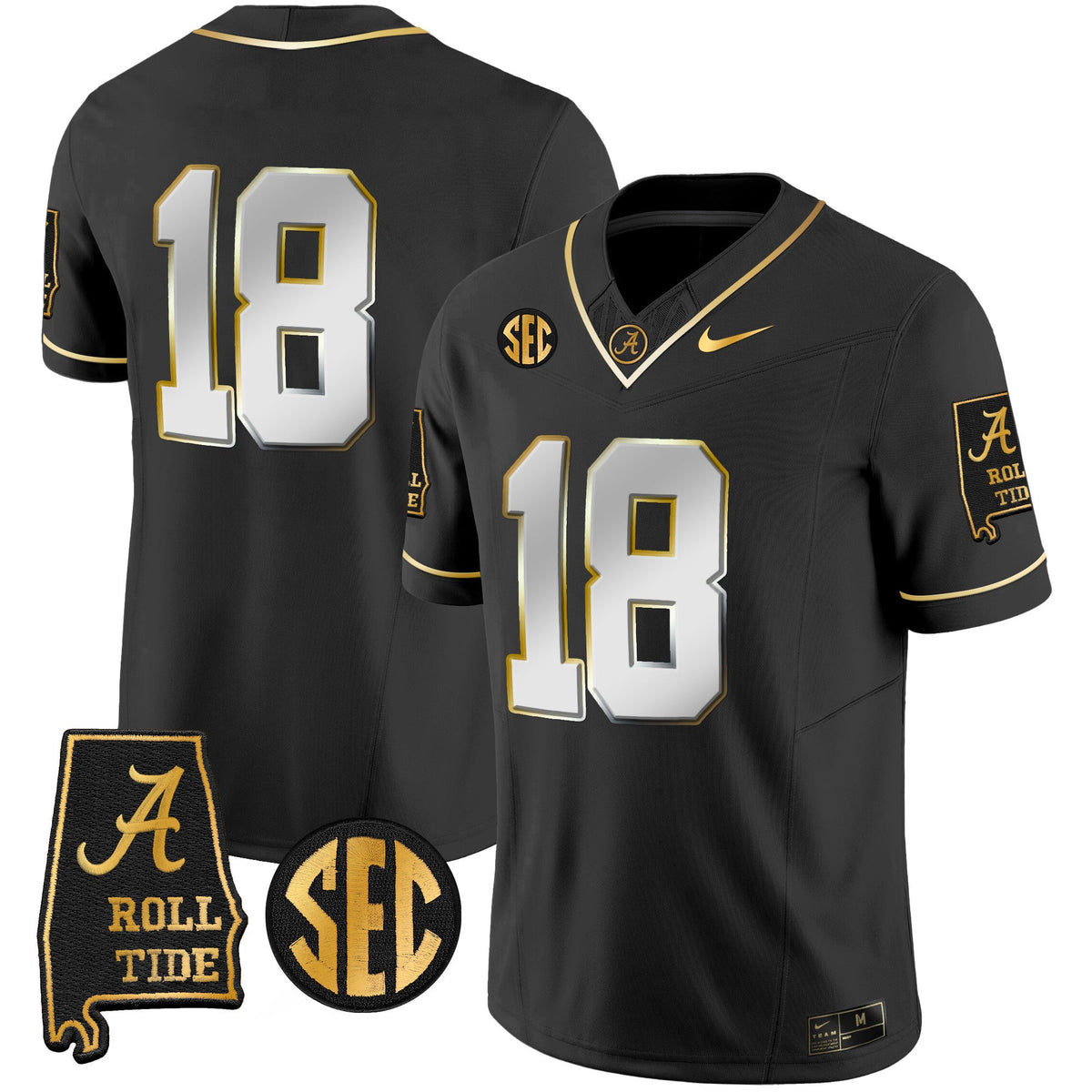 Men's Alabama Crimson Tide Vapor Gold Jersey V3 - Alabama Map - All Stitched - image 15