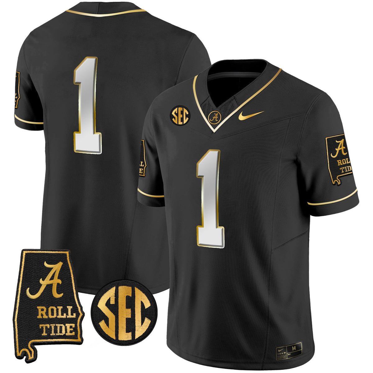 Men's Alabama Crimson Tide Vapor Gold Jersey V3 - Alabama Map - All Stitched - image 16