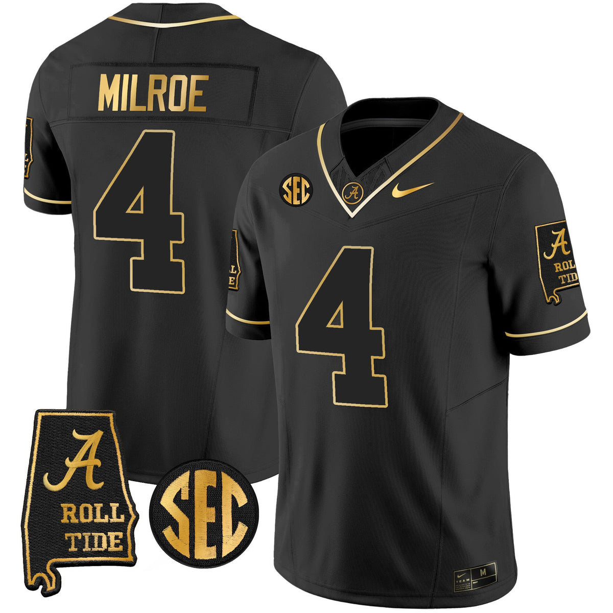 Men's Alabama Crimson Tide Vapor Gold Jersey V3 - Alabama Map - All Stitched - image 18