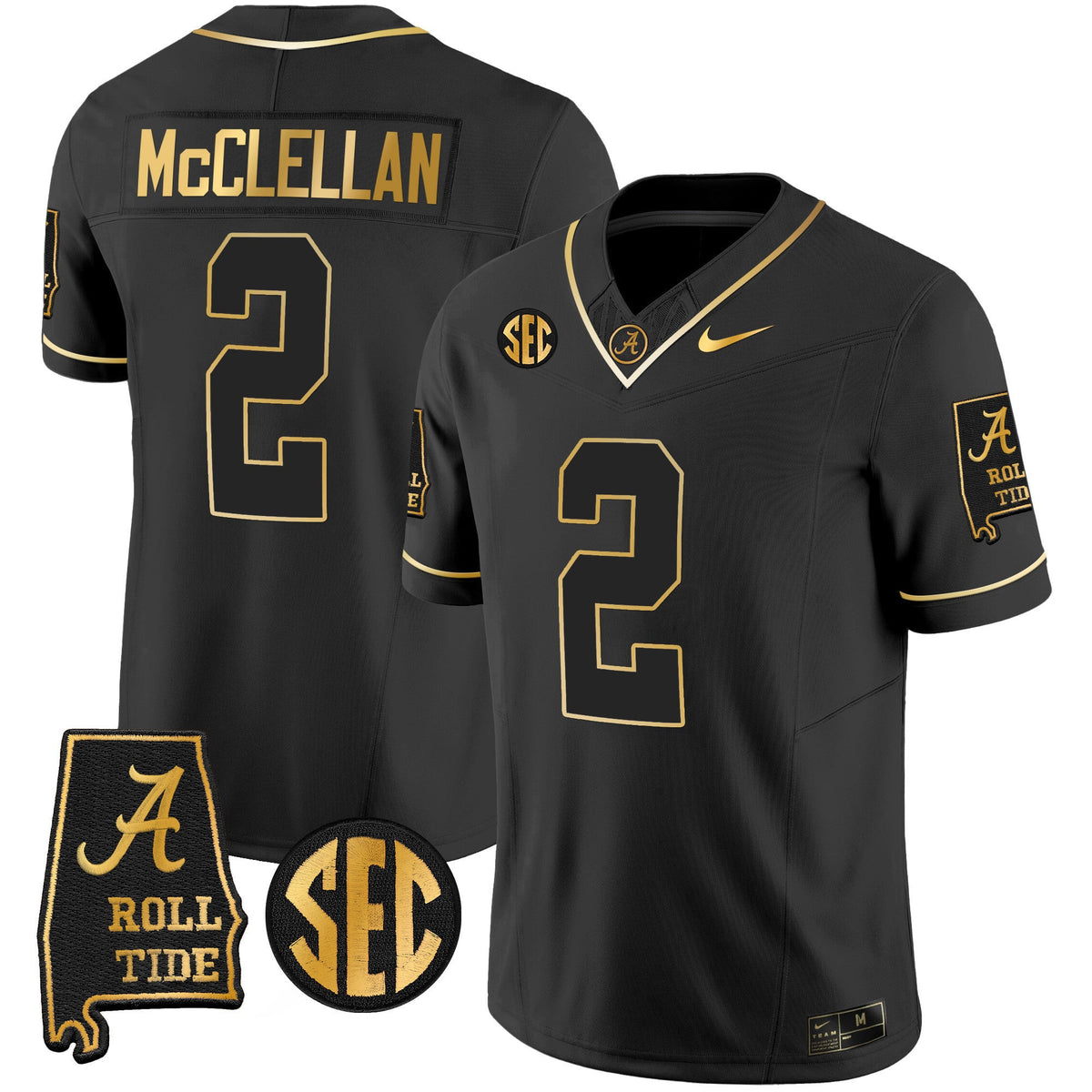 Men's Alabama Crimson Tide Vapor Gold Jersey V3 - Alabama Map - All Stitched - image 19