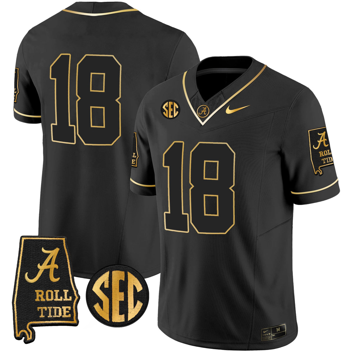 Men's Alabama Crimson Tide Vapor Gold Jersey V3 - Alabama Map - All Stitched - image 23