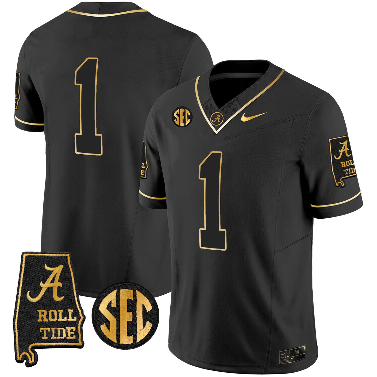 Men's Alabama Crimson Tide Vapor Gold Jersey V3 - Alabama Map - All Stitched - image 24