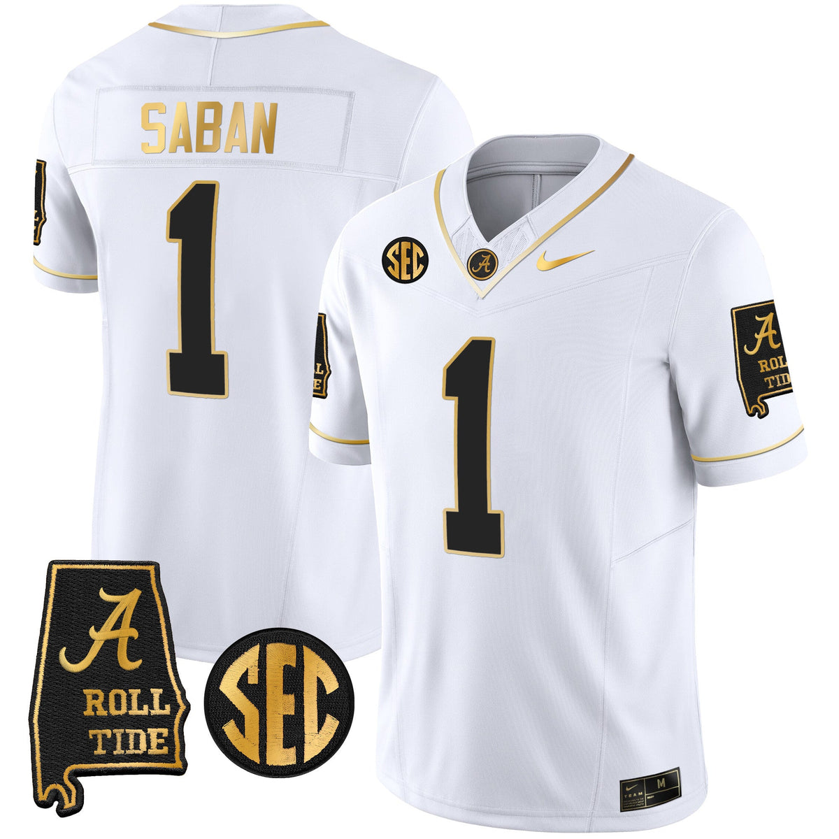 Men's Alabama Crimson Tide Vapor Gold Jersey V3 - Alabama Map - All Stitched - image 25