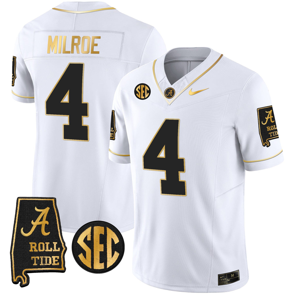 Men's Alabama Crimson Tide Vapor Gold Jersey V3 - Alabama Map - All Stitched - image 26