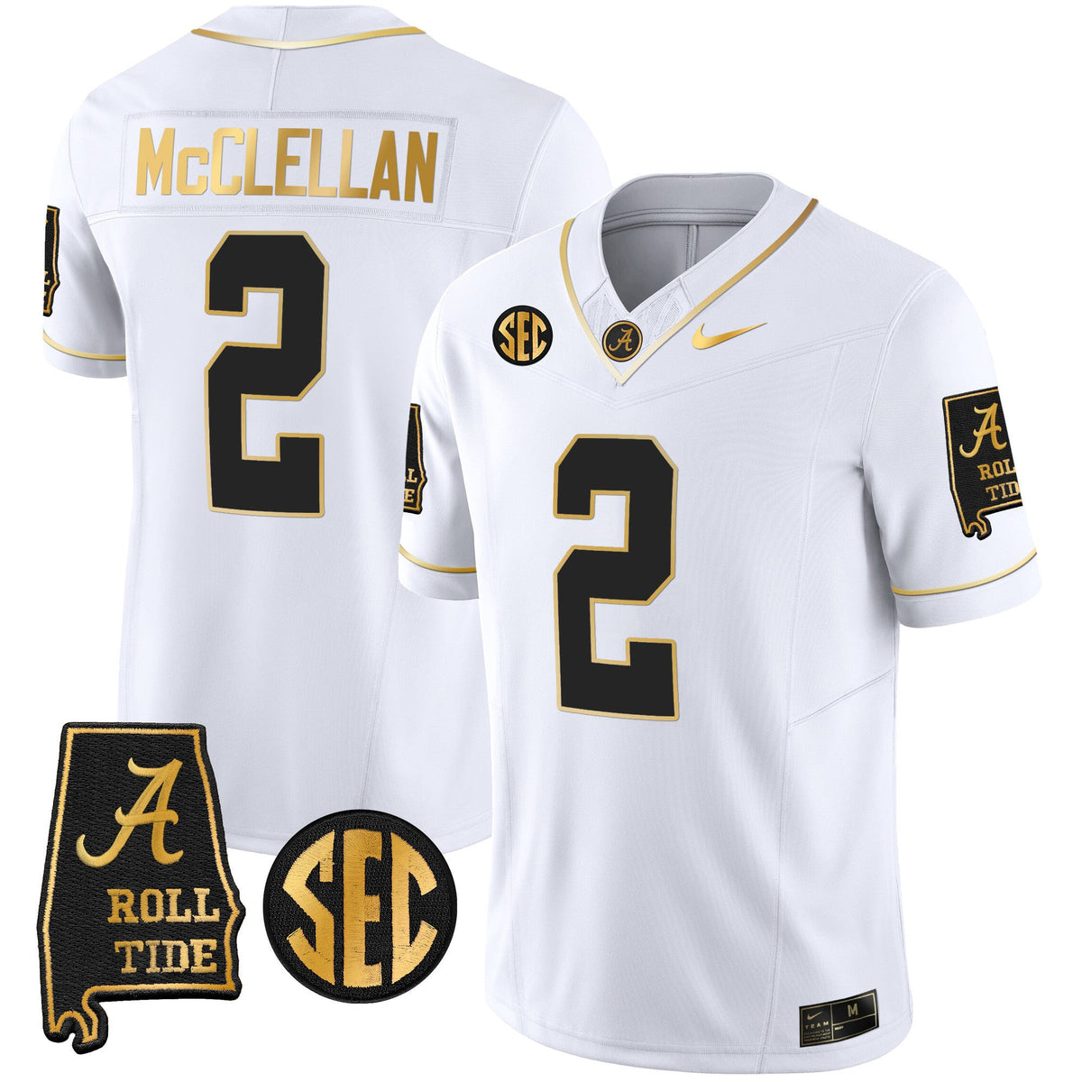 Men's Alabama Crimson Tide Vapor Gold Jersey V3 - Alabama Map - All Stitched - image 27