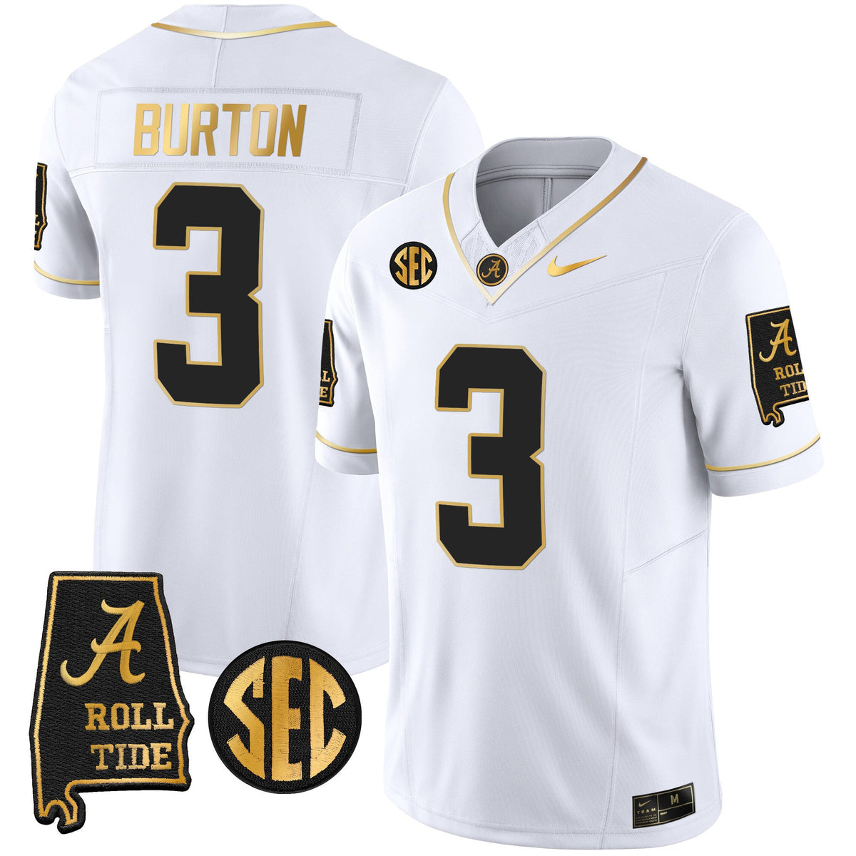 Men's Alabama Crimson Tide Vapor Gold Jersey V3 - Alabama Map - All Stitched - image 28