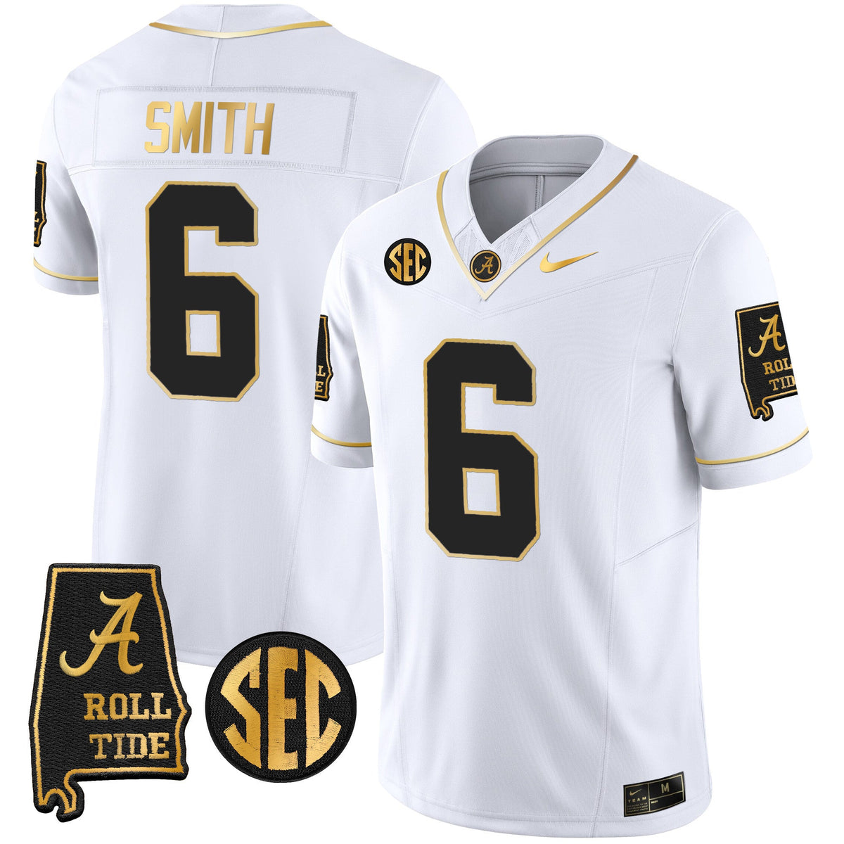 Men's Alabama Crimson Tide Vapor Gold Jersey V3 - Alabama Map - All Stitched - image 30
