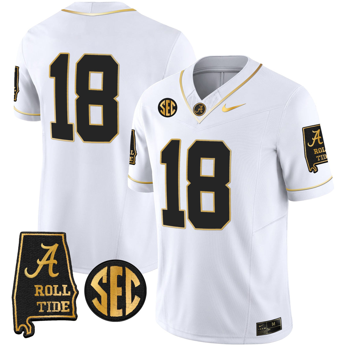 Men's Alabama Crimson Tide Vapor Gold Jersey V3 - Alabama Map - All Stitched - image 31