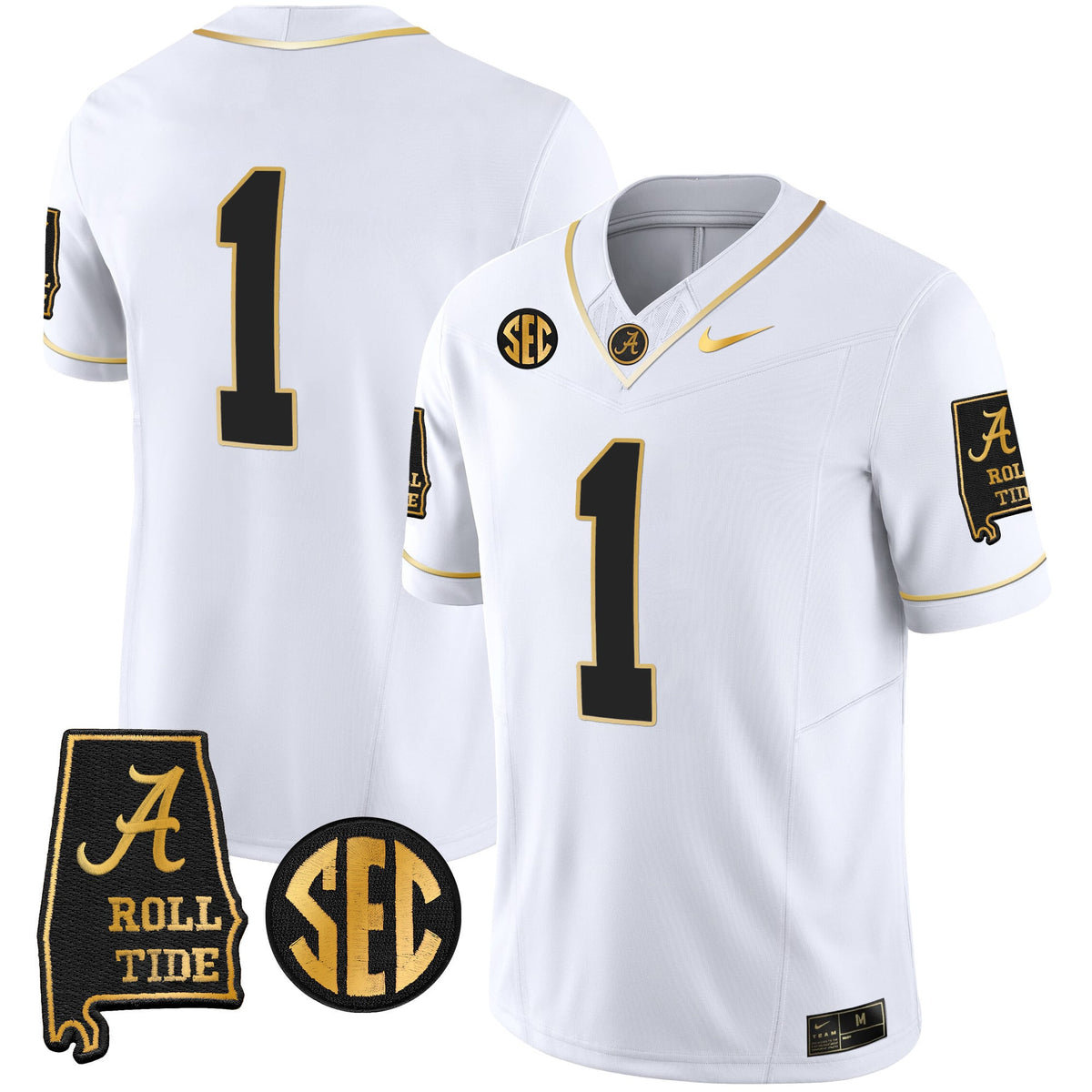 Men's Alabama Crimson Tide Vapor Gold Jersey V3 - Alabama Map - All Stitched - image 32