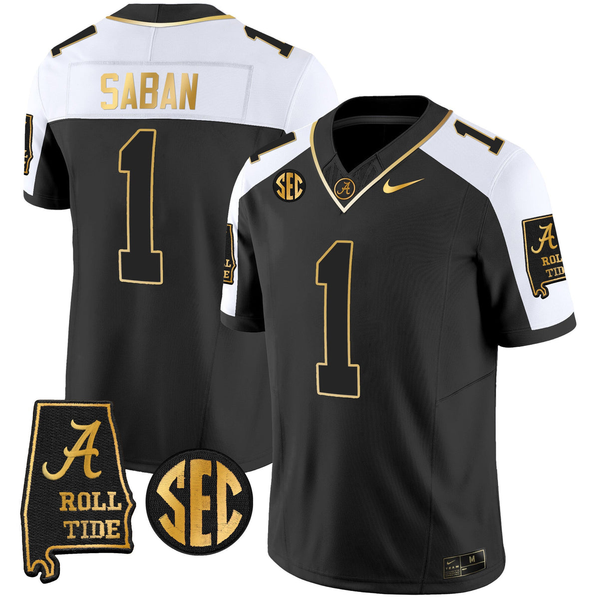 Men's Alabama Crimson Tide Vapor Gold Jersey V3 - Alabama Map - All Stitched - image 1