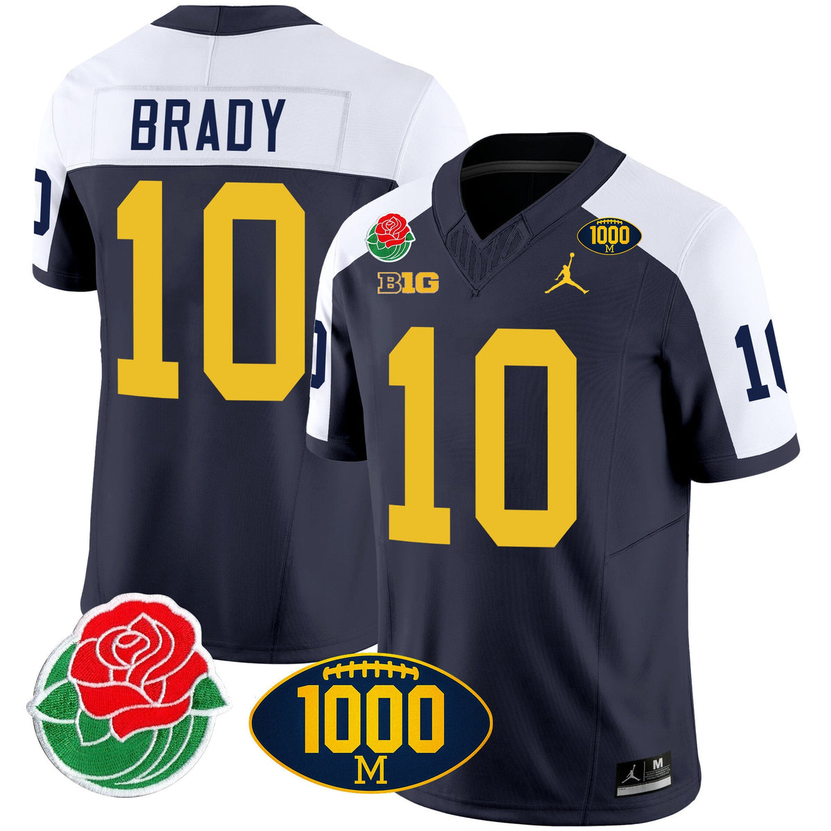 Men's Michigan Wolverines Rose Bowl & 1000 Wins Patch Vapor Jersey - All Stitched - image 5