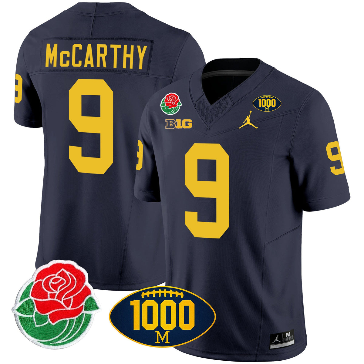 Men's Michigan Wolverines Rose Bowl & 1000 Wins Patch Vapor Jersey - All Stitched - image 7