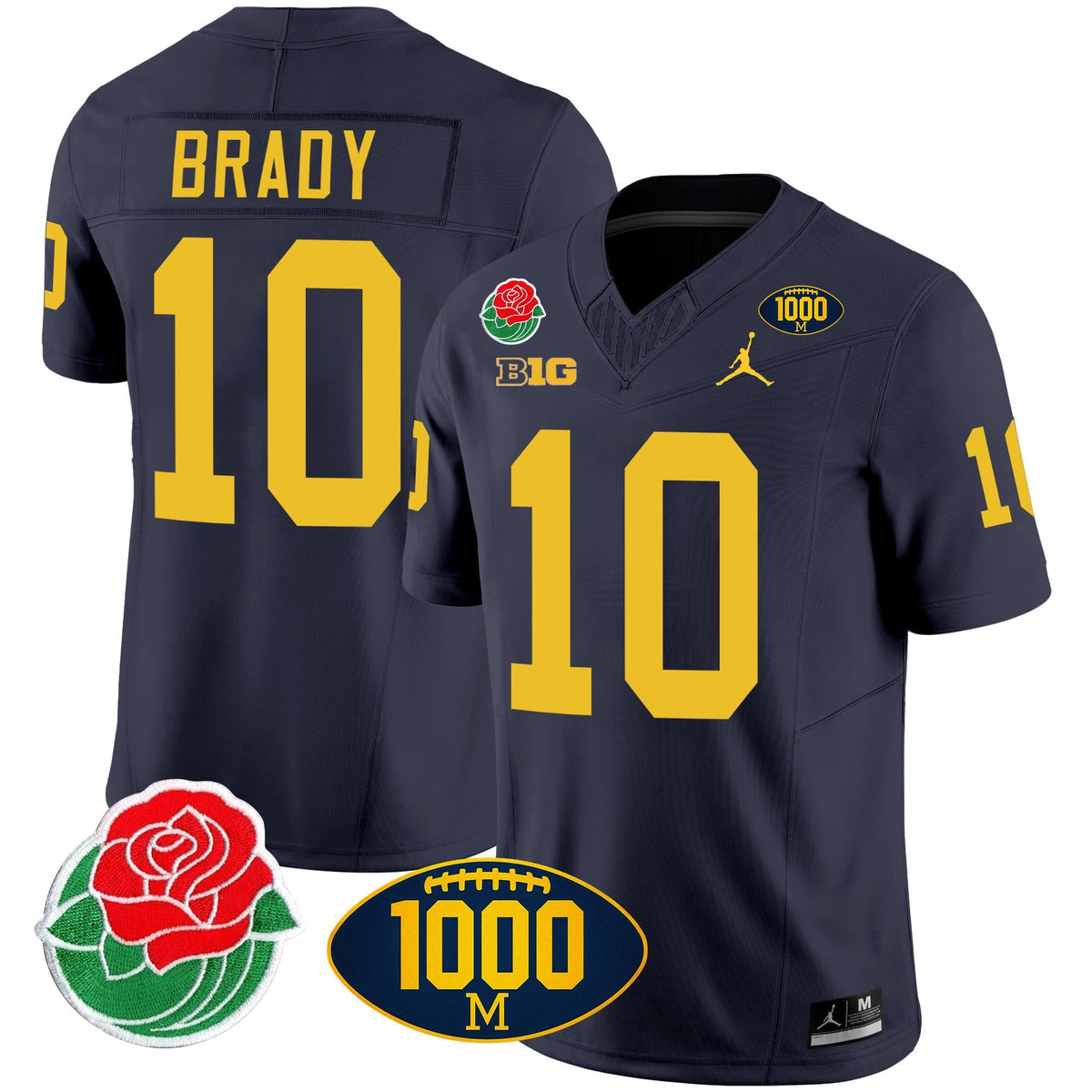 Men's Michigan Wolverines Rose Bowl & 1000 Wins Patch Vapor Jersey - All Stitched - image 11