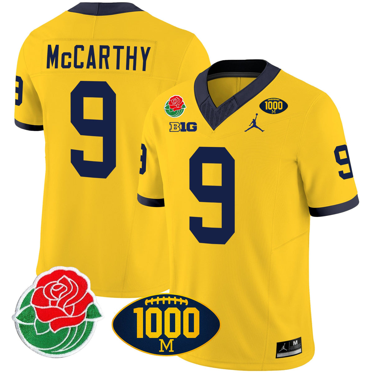 Men's Michigan Wolverines Rose Bowl & 1000 Wins Patch Vapor Jersey - All Stitched - image 13