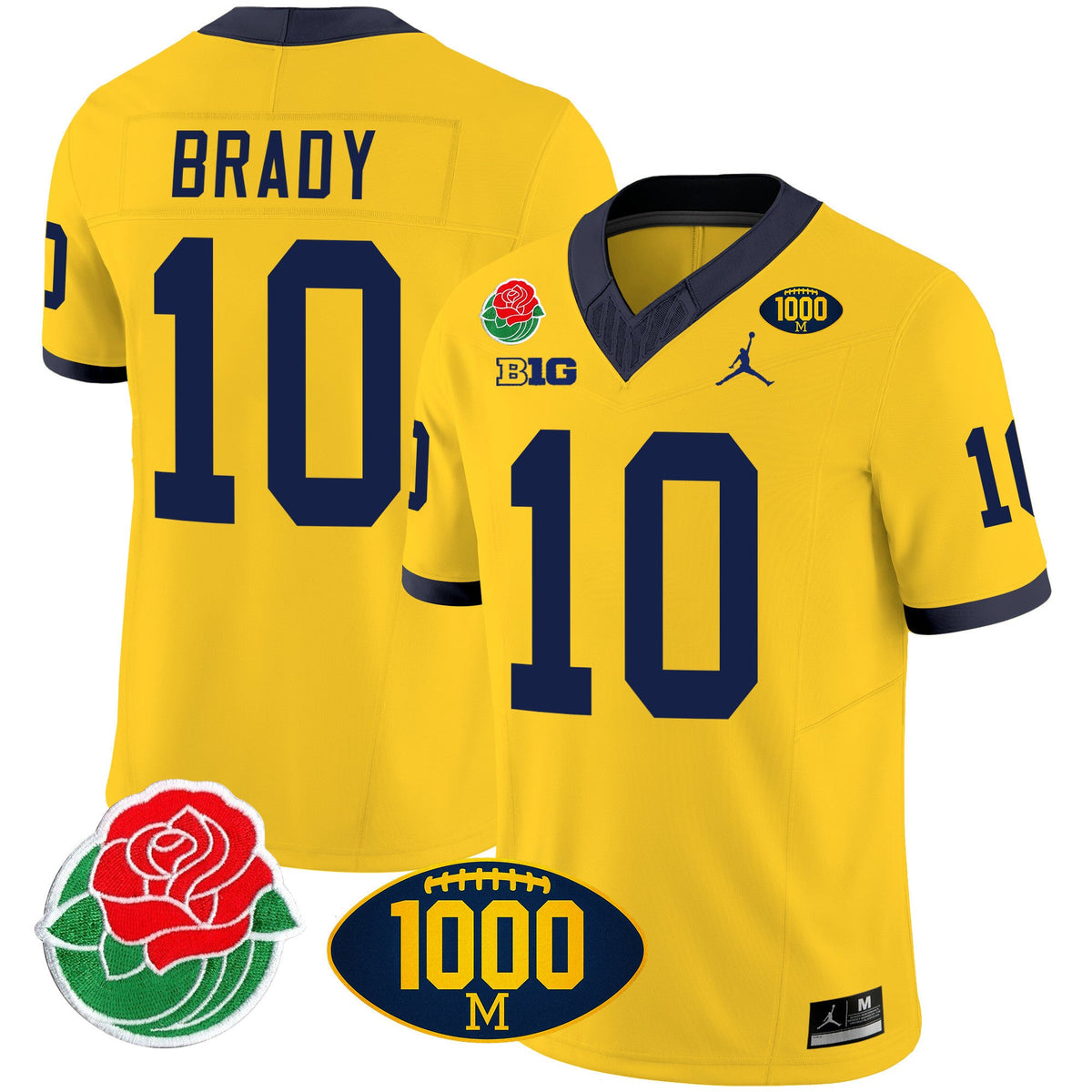 Men's Michigan Wolverines Rose Bowl & 1000 Wins Patch Vapor Jersey - All Stitched - image 17