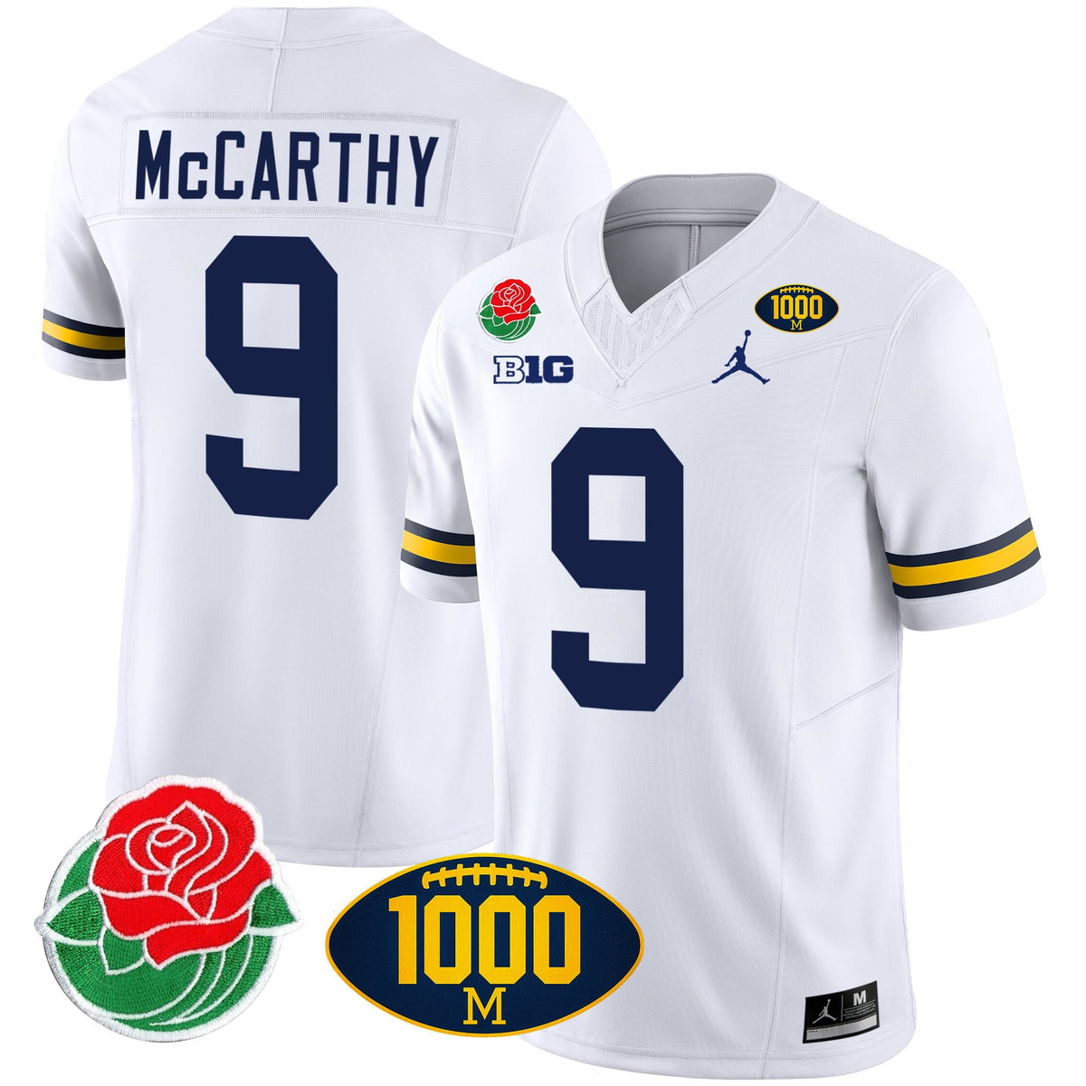 Men's Michigan Wolverines Rose Bowl & 1000 Wins Patch Vapor Jersey - All Stitched - image 19