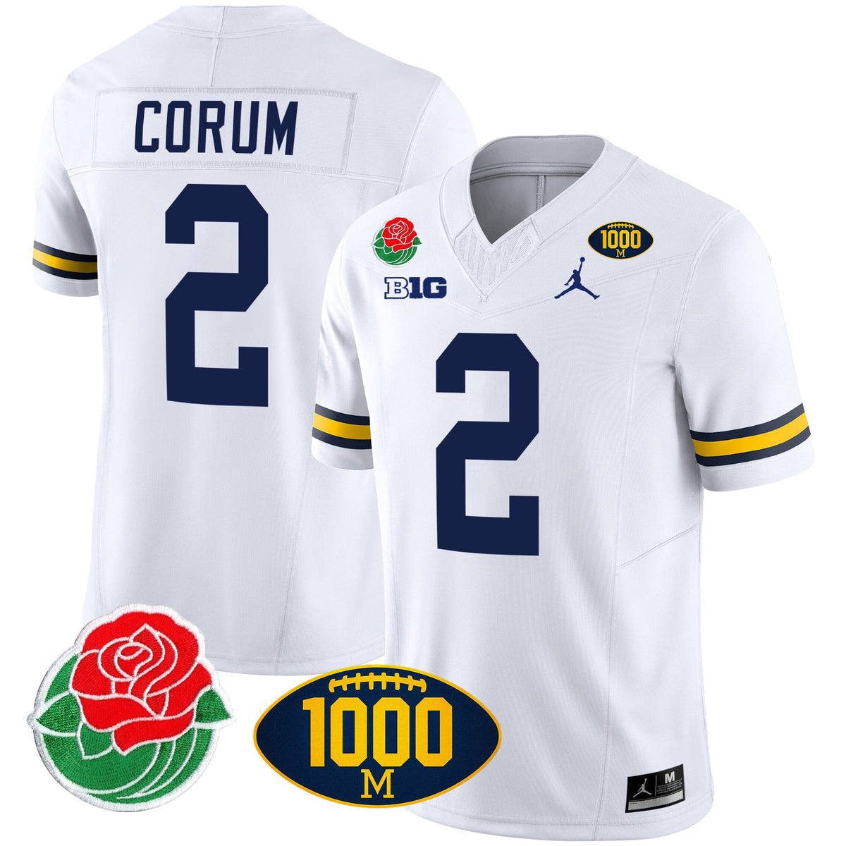 Men's Michigan Wolverines Rose Bowl & 1000 Wins Patch Vapor Jersey - All Stitched - image 20