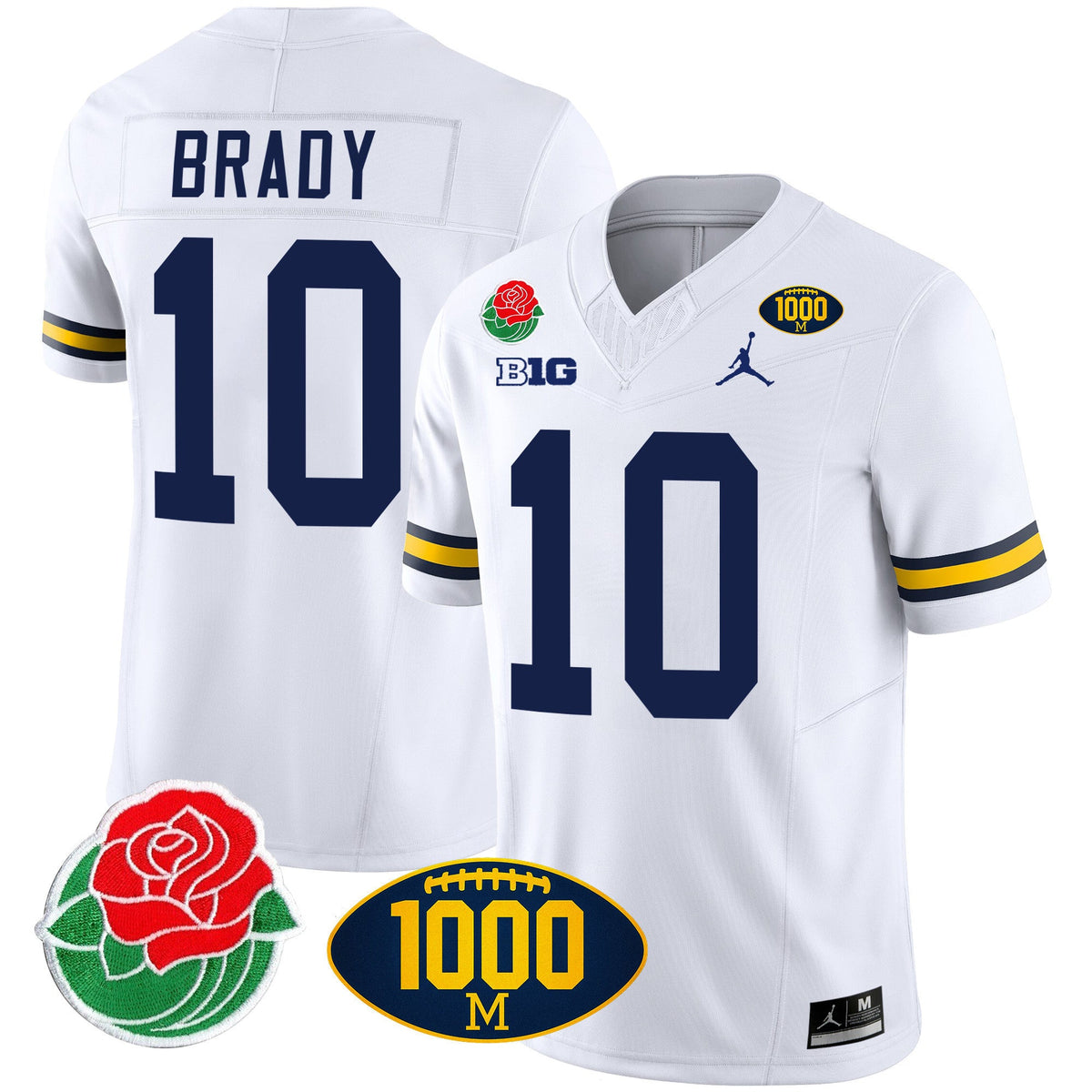 Men's Michigan Wolverines Rose Bowl & 1000 Wins Patch Vapor Jersey - All Stitched - image 23