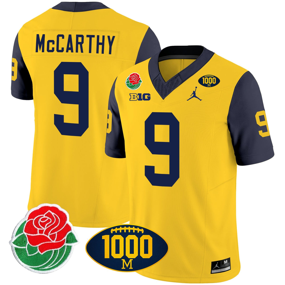 Men's Michigan Wolverines Rose Bowl & 1000 Wins Patch Vapor Jersey - All Stitched - image 25