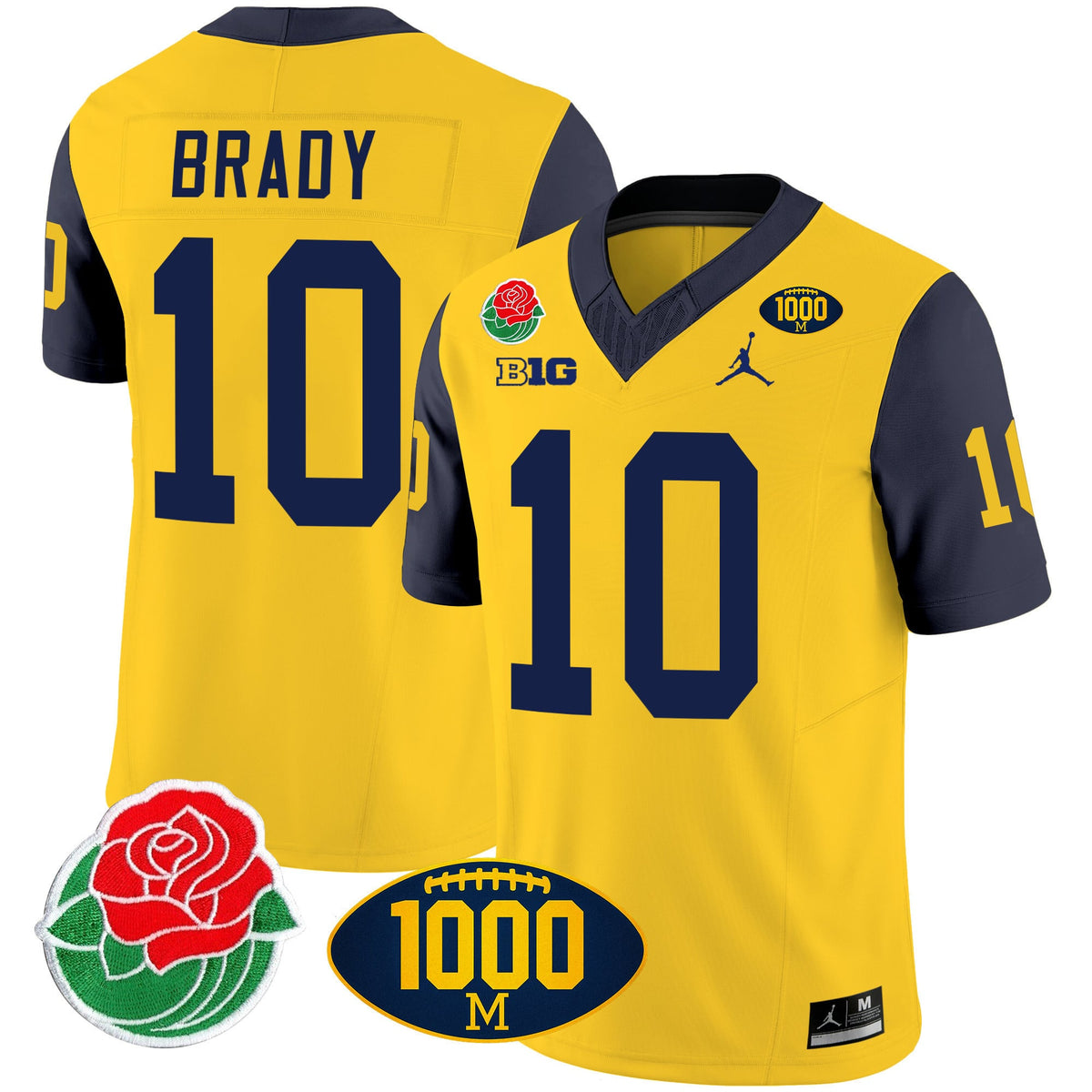 Men's Michigan Wolverines Rose Bowl & 1000 Wins Patch Vapor Jersey - All Stitched - image 29