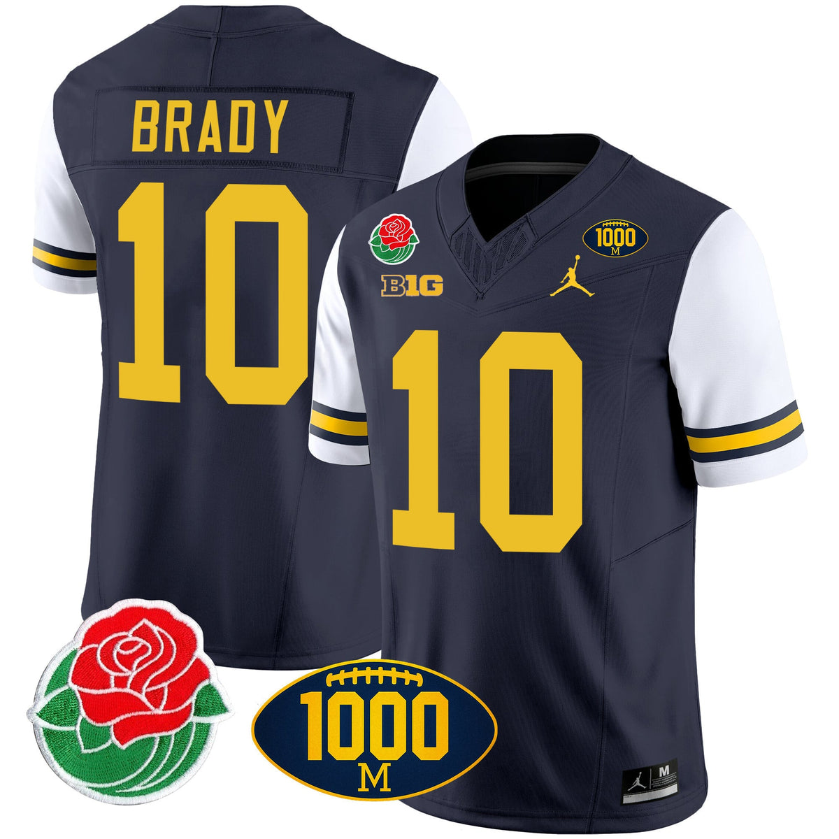 Men's Michigan Wolverines Rose Bowl & 1000 Wins Patch Vapor Jersey - All Stitched - image 35