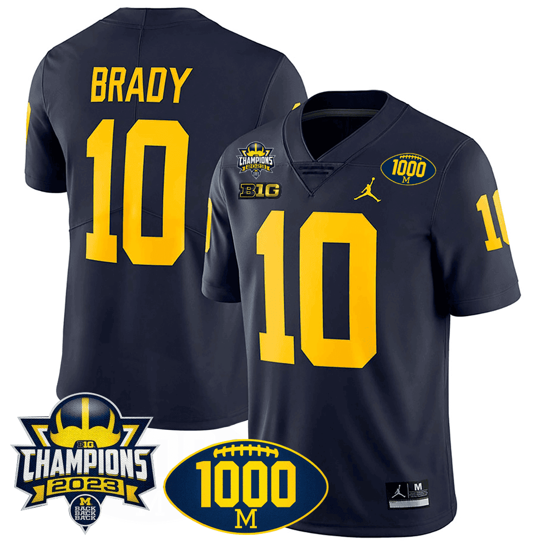 Men's Michigan Wolverines 1000 Wins & BIG10 Champions Patch Special Jersey - All Stitched - image 4