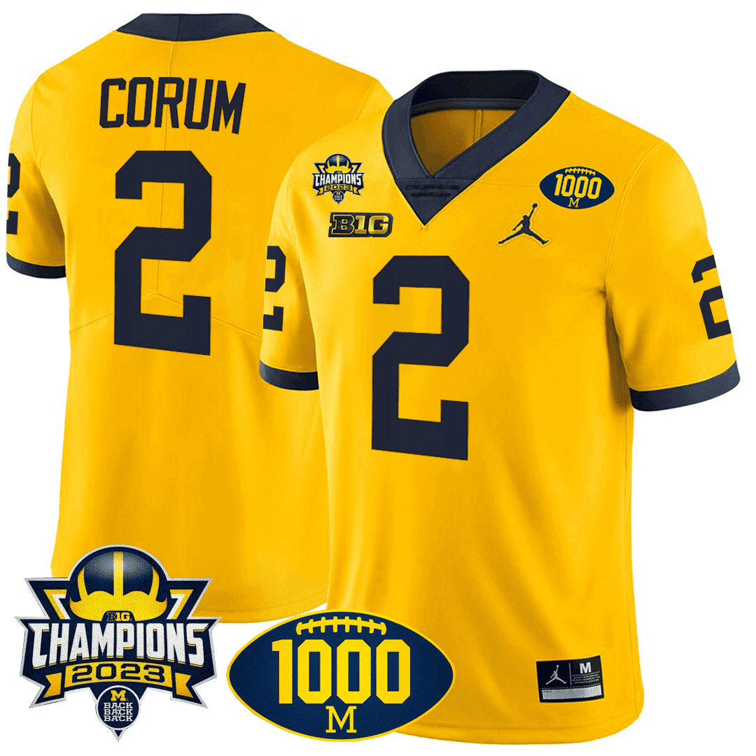 Men's Michigan Wolverines 1000 Wins & BIG10 Champions Patch Special Jersey - All Stitched - image 6