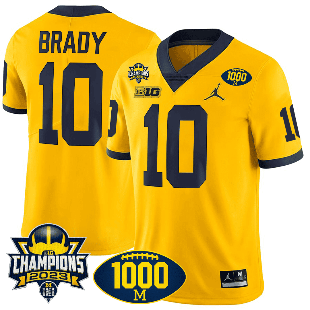 Men's Michigan Wolverines 1000 Wins & BIG10 Champions Patch Special Jersey - All Stitched - image 8