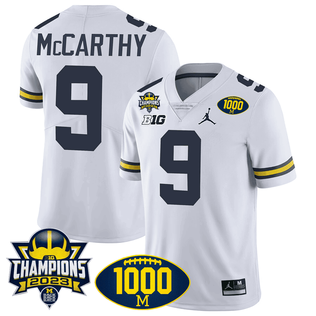 Men's Michigan Wolverines 1000 Wins & BIG10 Champions Patch Special Jersey - All Stitched - image 9