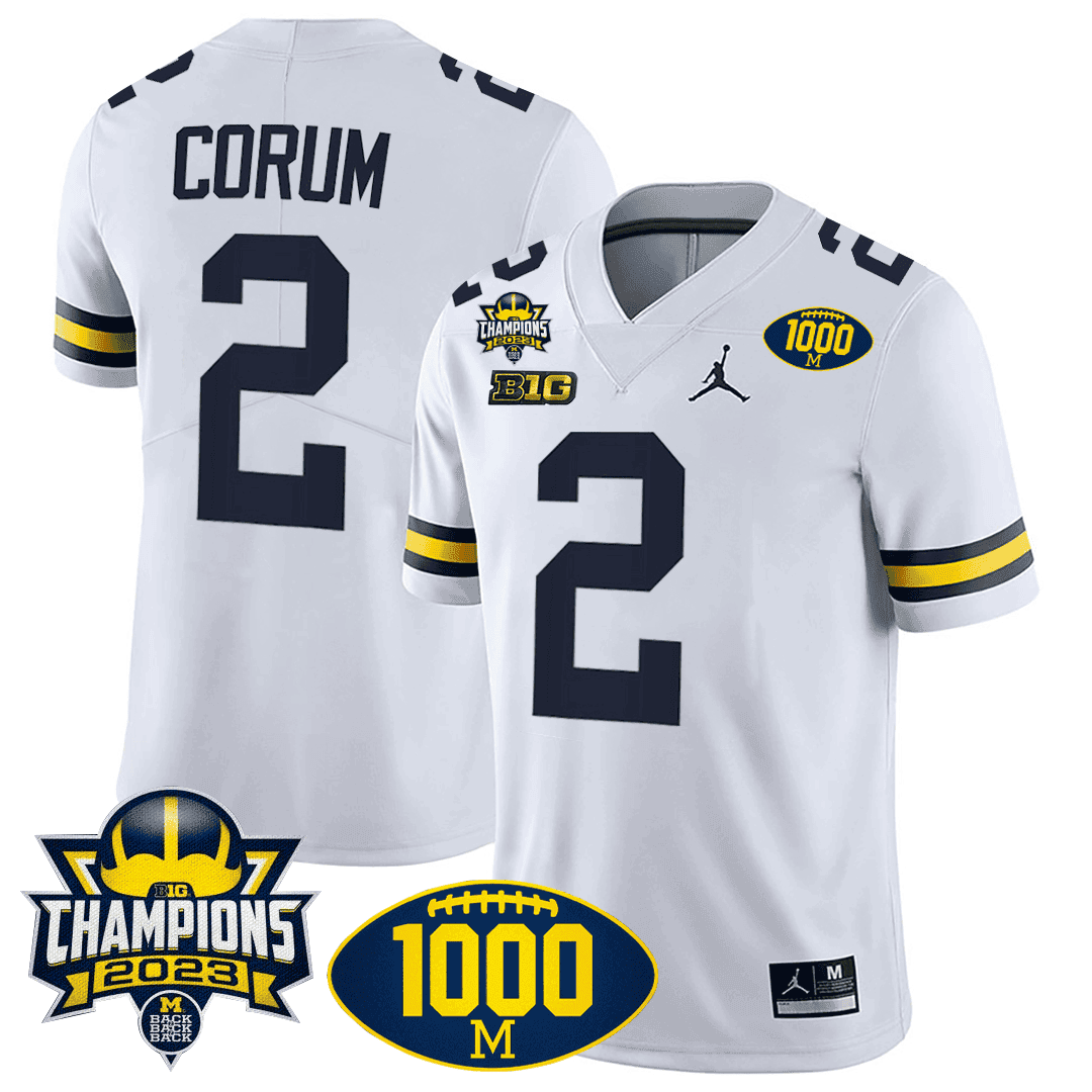 Men's Michigan Wolverines 1000 Wins & BIG10 Champions Patch Special Jersey - All Stitched - image 10