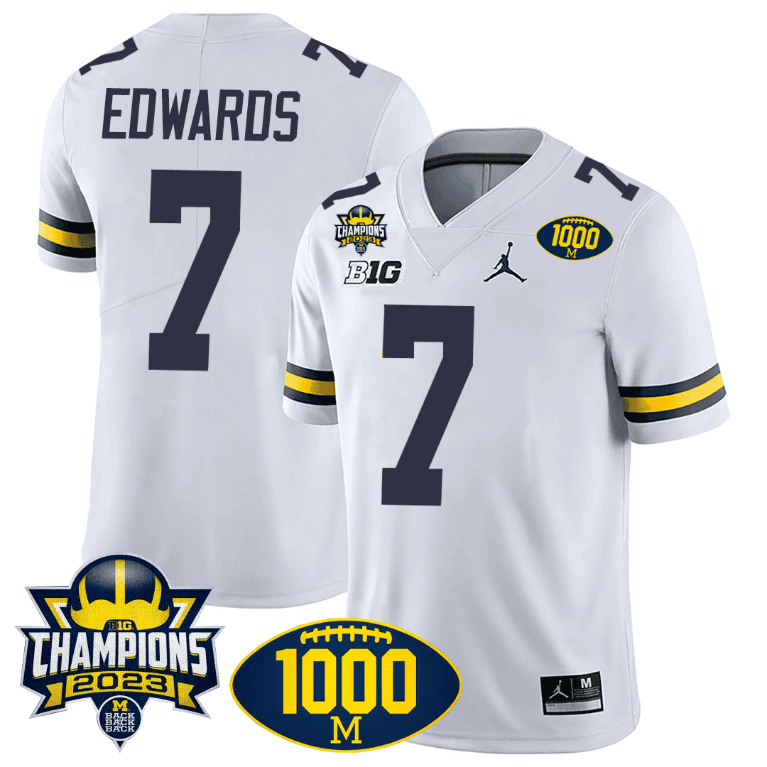Men's Michigan Wolverines 1000 Wins & BIG10 Champions Patch Special Jersey - All Stitched - image 11