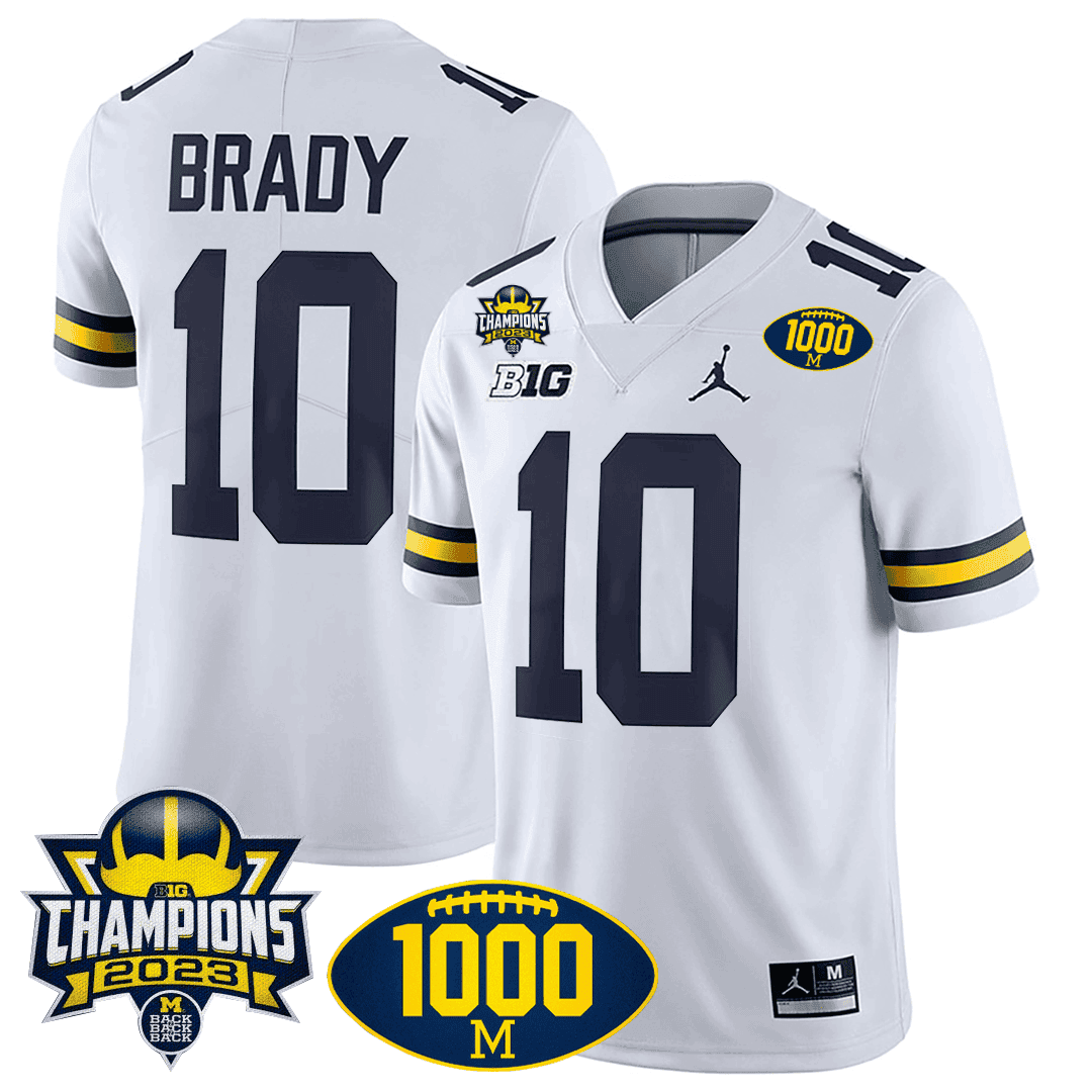 Men's Michigan Wolverines 1000 Wins & BIG10 Champions Patch Special Jersey - All Stitched - image 12